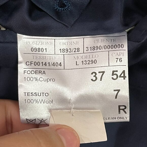 Canali Men's Blue Two Button Front 100% Wool Checkered Blazer Size 44 - Picture 5 of 9